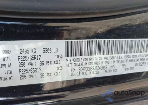 2018 Dodge Journey Se из США, поврежденный, VIN 3C4PDCAB9JT243816